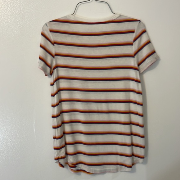 Seriously Soft perfect crew XS white multi colored stripes 95% rayon 5% spandex - Picture 4 of 7